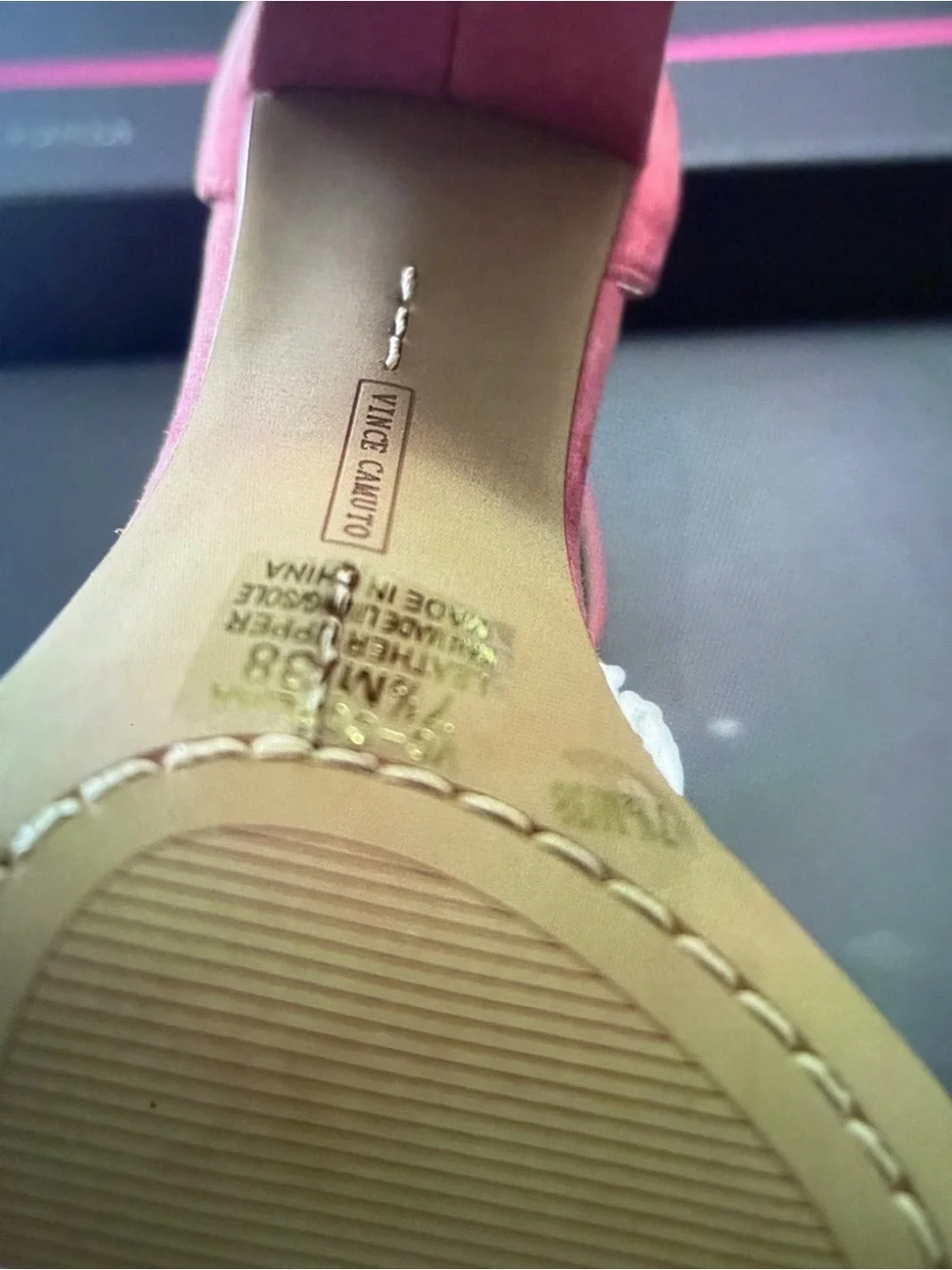 Vince Camuto Pink Suede Ankle-Strap Block Heel Sandals